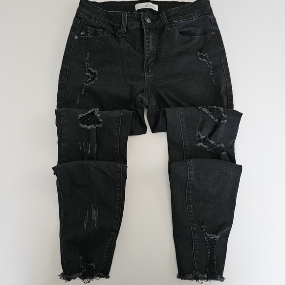 Kancan Black Hazy Mid Rise Ankle Skinny Jeans Size 7/27 - Picture 5 of 12